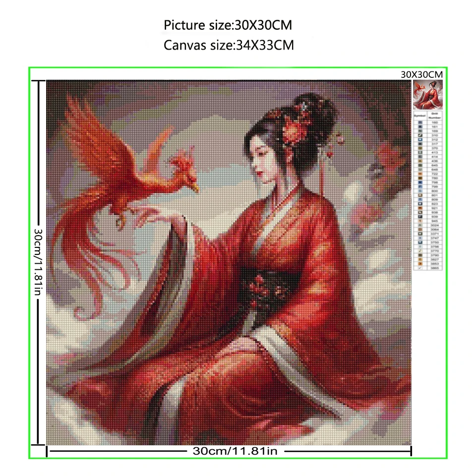 Diamond Painting Art New Chinese Ancient Woman Full Diamond Mosaic Fairy Phoenix Dragon Cross Stitch Moon Embroidery Home Decor