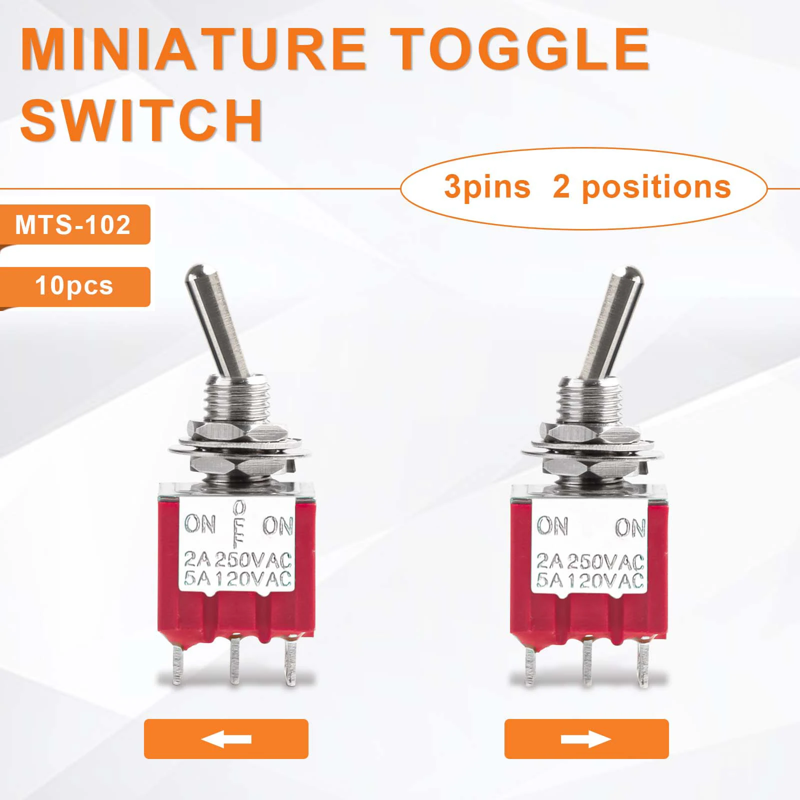 3/10pcs 3Pin Miniature Toggle Switch SPDT On/Off/on Mini  Switch MTS-102 MTS-123 For Car Dash Dashboard Electronic Equipment