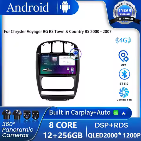 For Dodge Caravan 4 For Chrysler Grand Voyager RS 2000 - 2012 Android 16 Carplay Auto Car Radio Multimedia Video Player GPS WIfi
