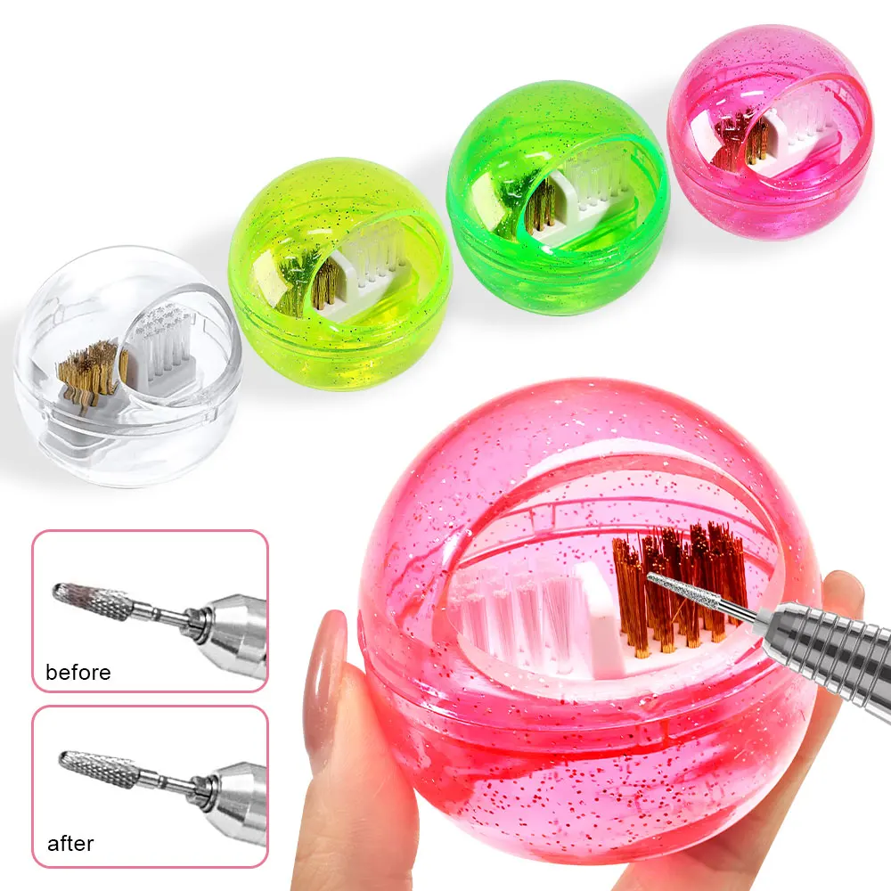 1Pcs Nagel Bohrer Pinsel Reinigung Box Entfernen Pulver Schleifen Kopf Kupfer Draht Nägel Kunst Bohren Bits Pflege Reiniger staub Werkzeuge