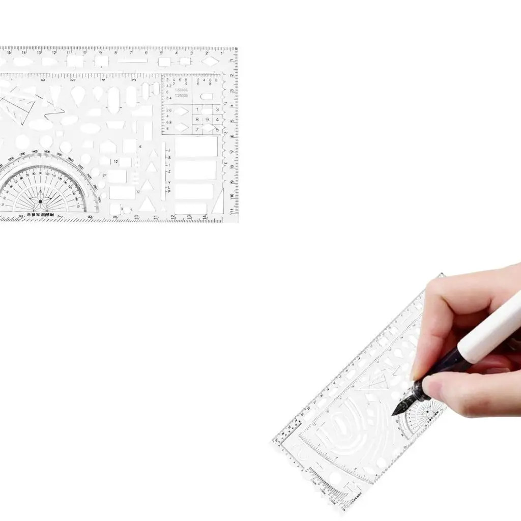 

Practical Geometric Ruler Drawing Template Measuring Tool with Protractors
