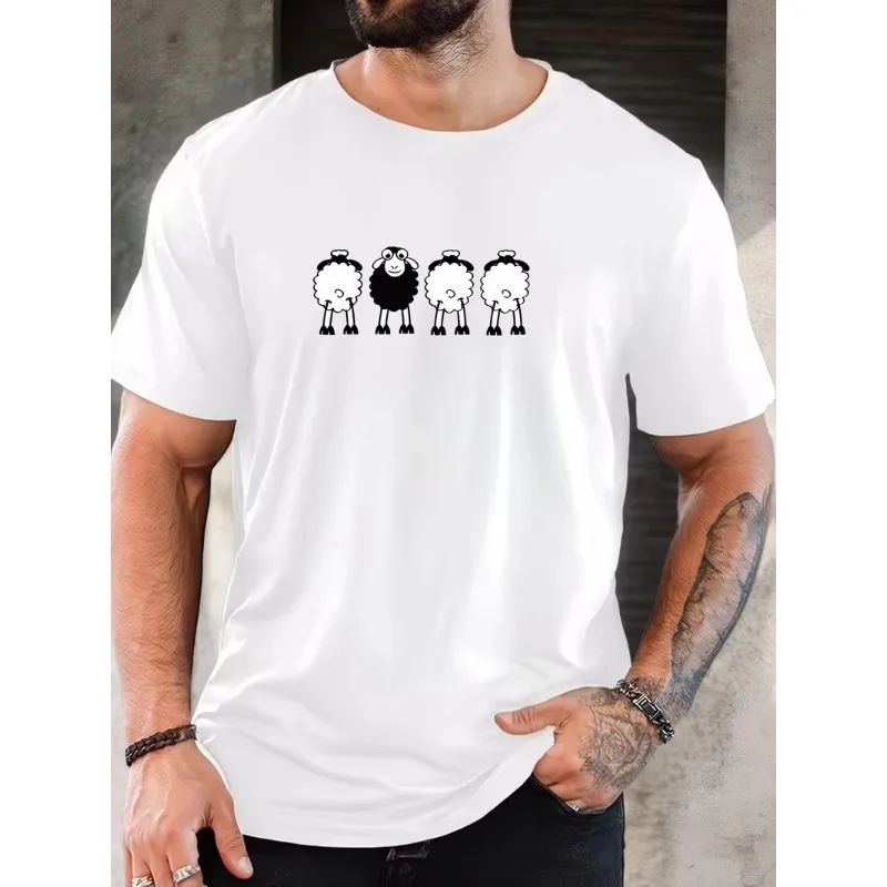Sheep Pattern Summer Casual Short-Sleeve T-Shirt Female Harajuku Sleeve Casual Aesthetic Clothes Breathable Cotton
