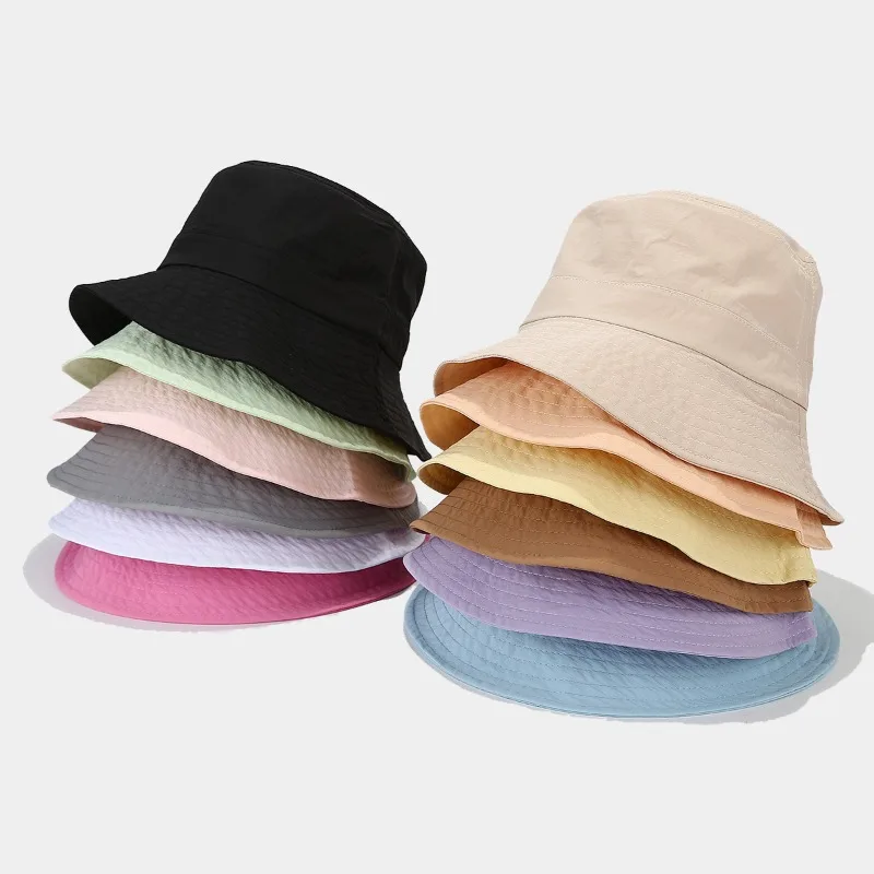 Polyester Quick Dry Bucket Hat Waterproof Summer Sun Fisherman Hat Japanese Candy Colors Outdoor Gorpcore with Wind String