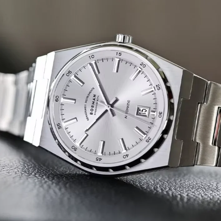 BORMAN Herren-Automatikuhr, 40 mm, mechanische Armbanduhr, Saphirglas, wasserdicht bis 50 m, leuchtende Zeiger, Miyota 9015.