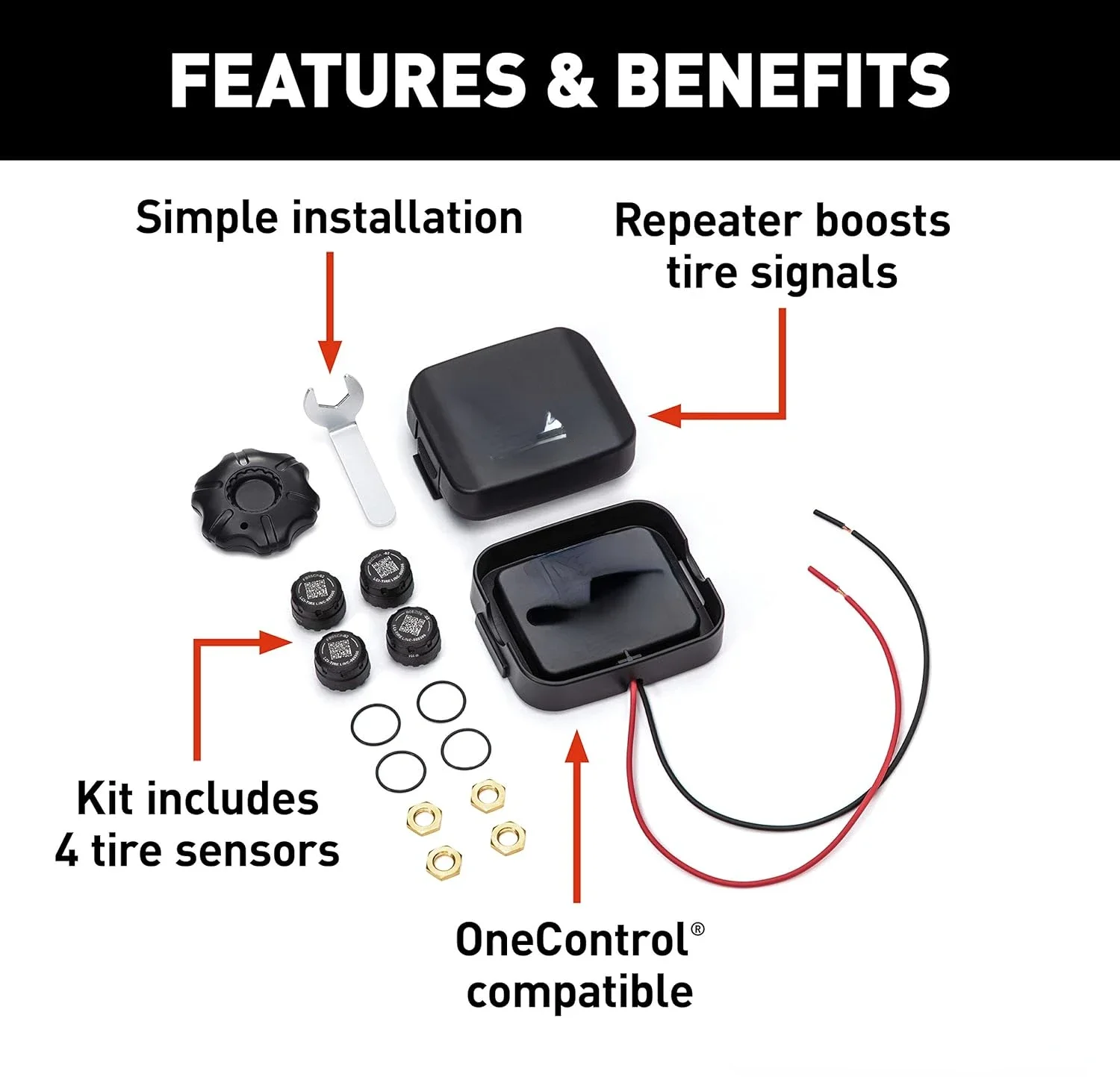 home.Pressure and Temperature Monitoring System for RVs (TPMS) with Tire Sensors and Repeater