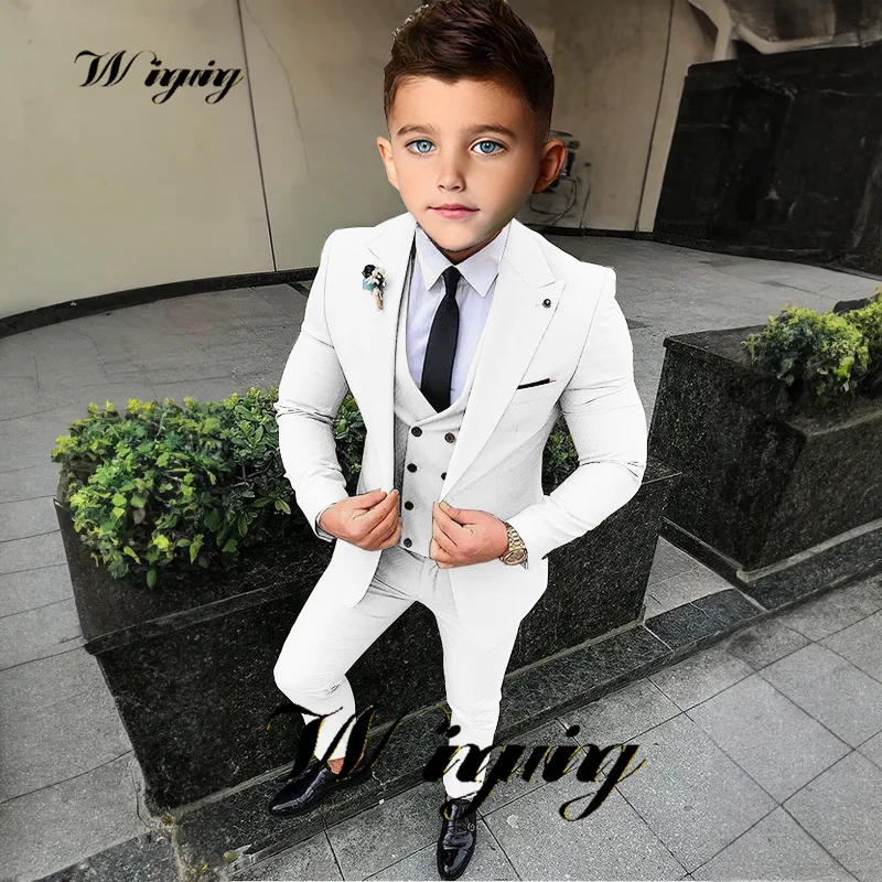 Boys Suit Jacket Pants Vest 3 Piece Set Formal Business Blazer for Kids Wedding Tuxedo 2-16 Years Custom Clothes