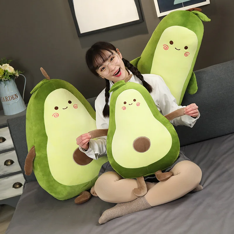 53~115cm NEW Happy Squishy Stuffed Avocado Doll Soft Green Fruit Plant Plush Toy Snuggle Buddy Xmas Gift