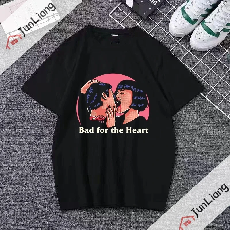 

BAD FOR THE HEART Funny Trending Tee T-shirt Gothic Street Fashion Streetwear Tee Men Clothing