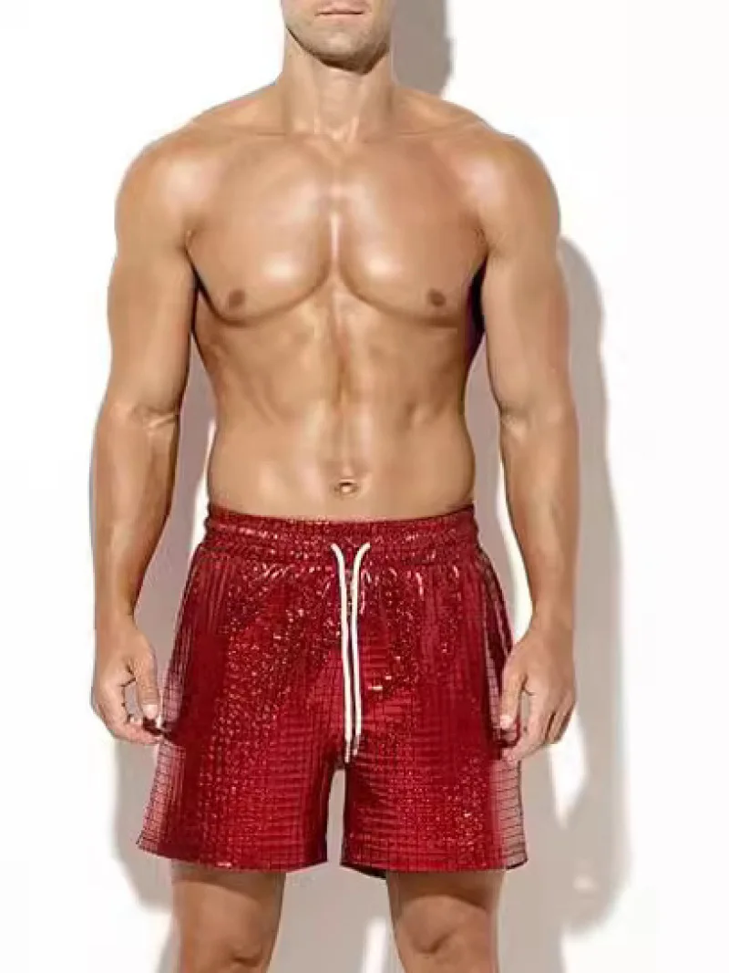 Men\'s Metallic Holographic Shorts Sequin Sexy Shorts for Men Rave Hot Party