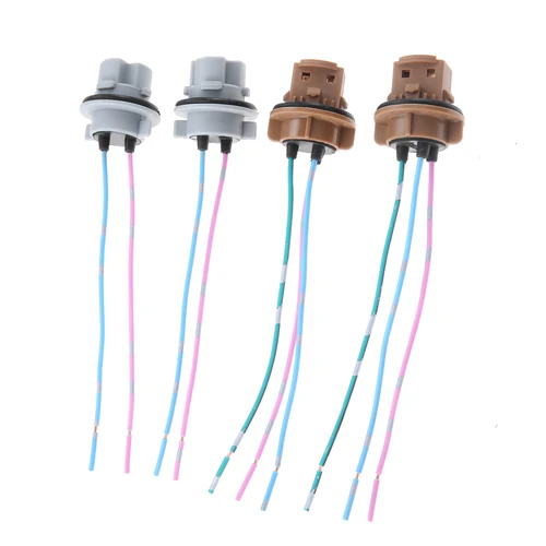 Imagen 2 del producto 2 uds T20 7443 W21/5W 7440 W21W adaptador de enchufe de coche Base enchufe hembra conectar cableado para lámpara de freno de coche lámpara DRL plástico + cable