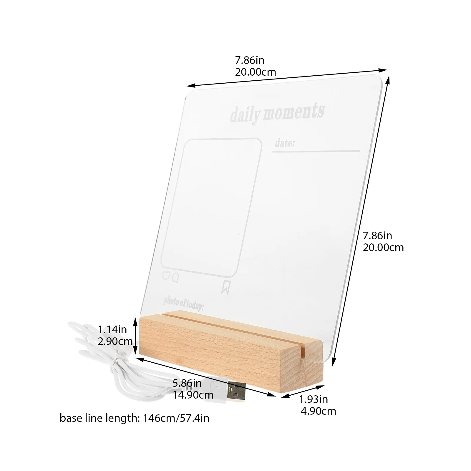 LED Acrylic Dry Erase Board with Built in Light Transparent Message Board for Office Home School Desktop Decoration