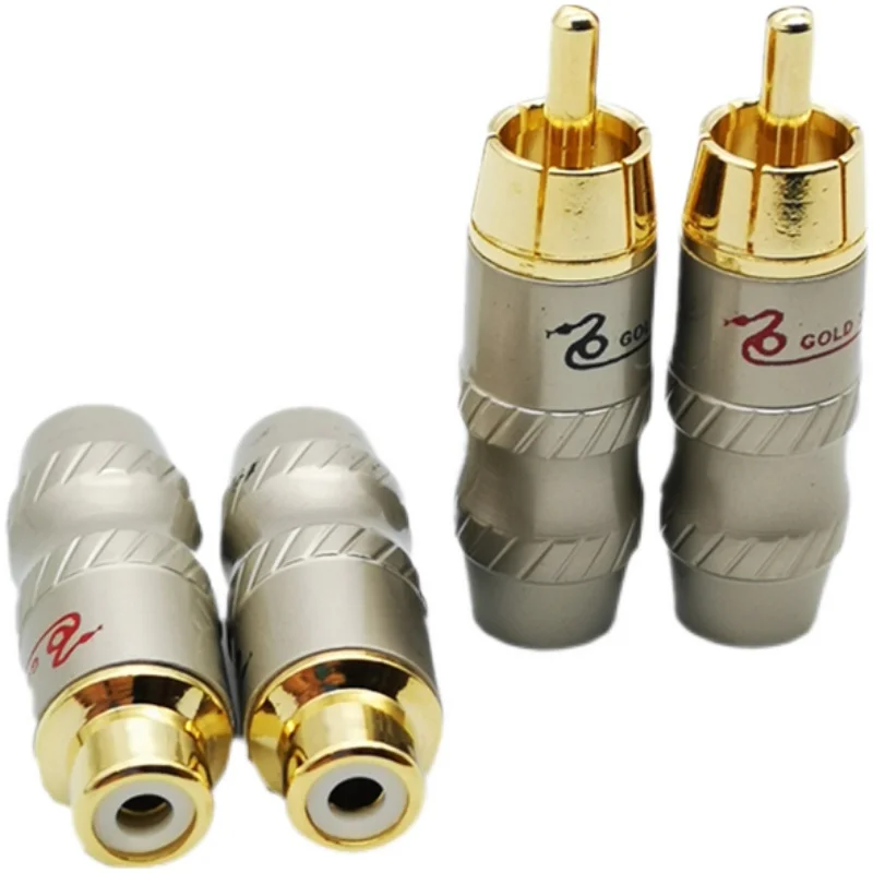 스네이크 킹 순동 금도금 로터스 RCA 암수 소켓 용접 헤드, 오디오 케이블 익스텐션 커넥터, 6mm