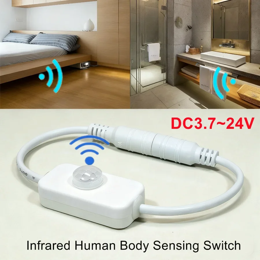 3.7~24V PIR Induction Sensor DC5V 12V 24V 5M Auto Infrared Motion Sensor Detector Switch for Light Strip Table Lamp Night Light