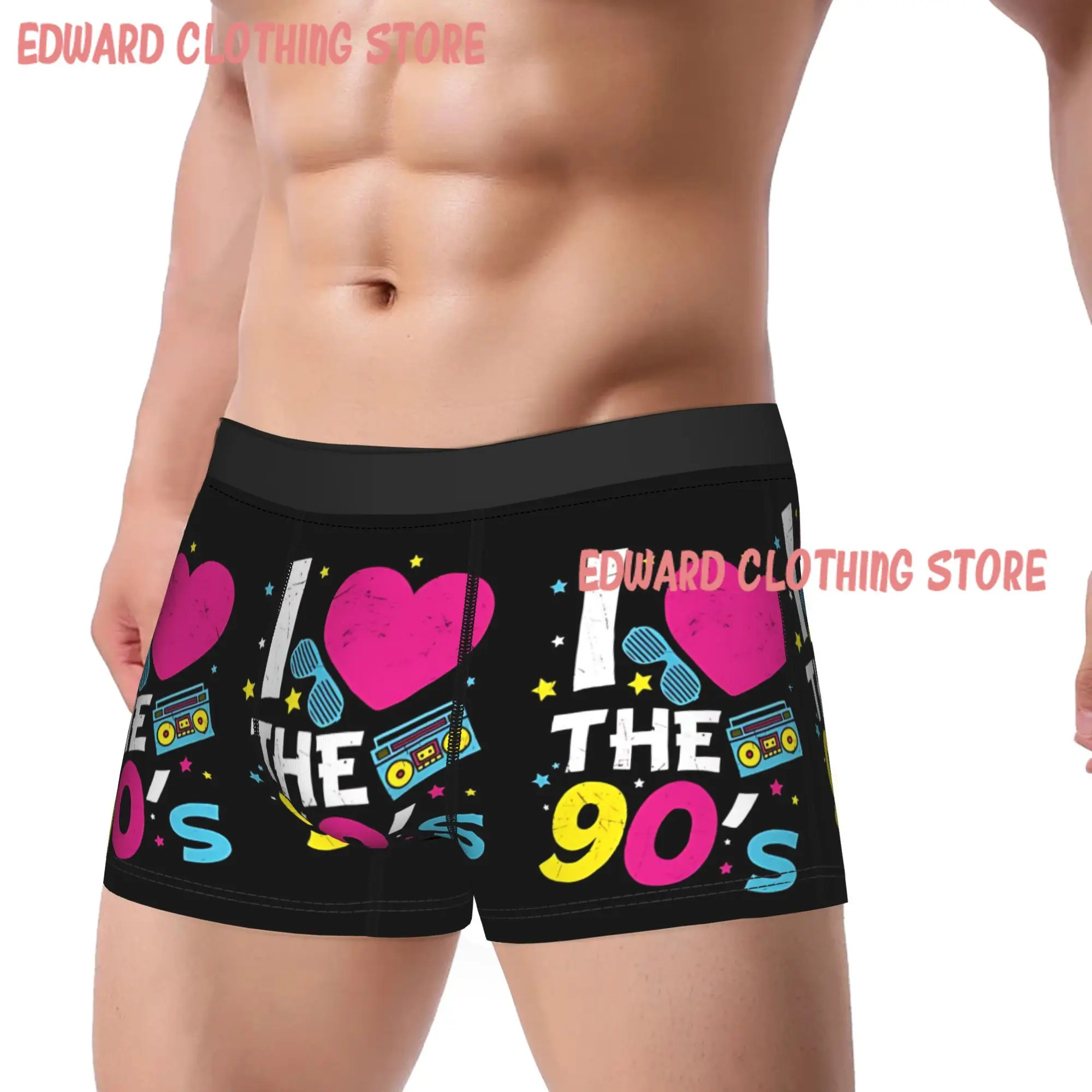 1piece I Love The 90s Heart Back To 90s Underpants Homme Panties Man Underwear Print Shorts