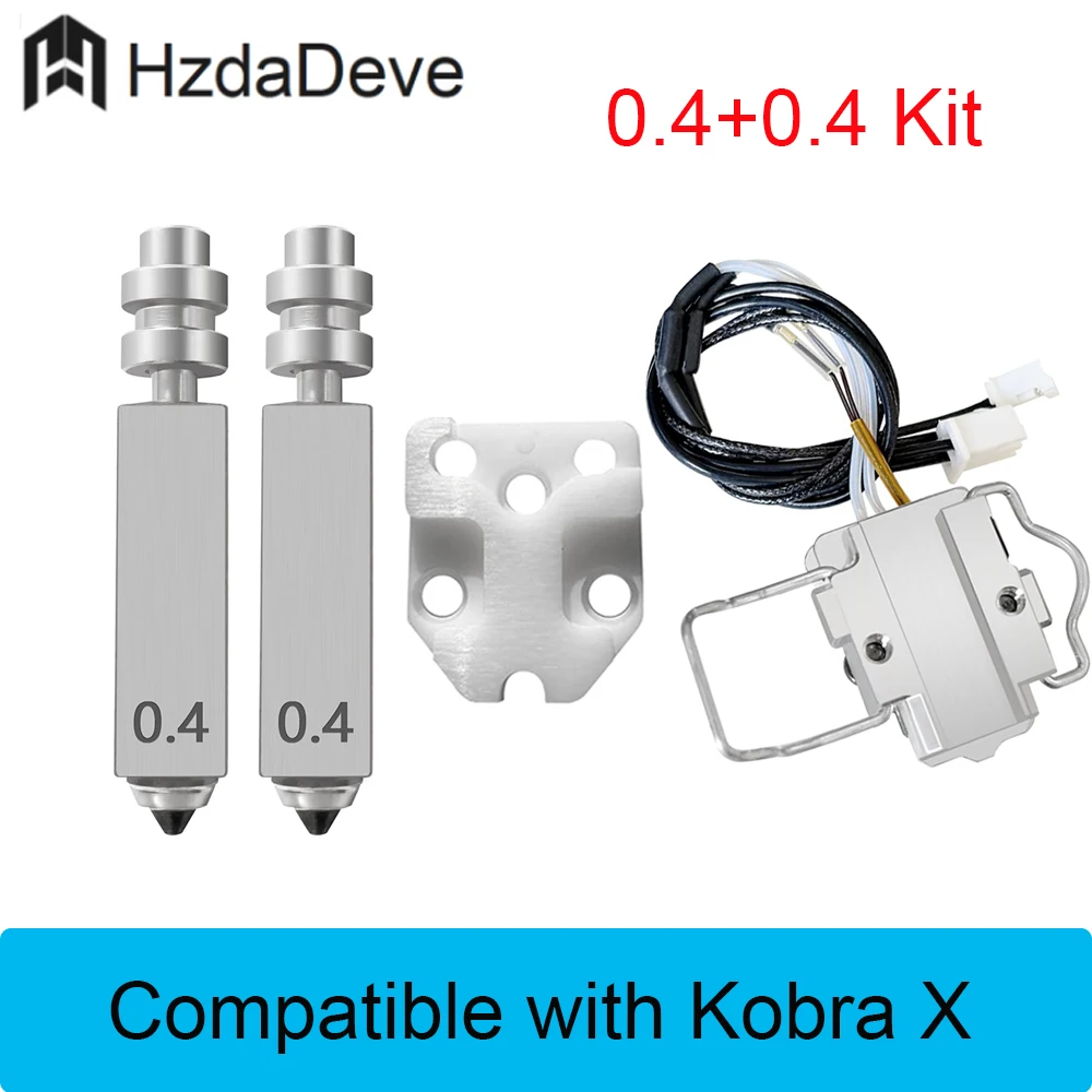 

HzdaDeve Heating Assembly Kit and 0.25 0.4 0.6 0.8MM Integrated Hardened Steel Nozzles for Kobra X Combo Nozzle Ceramic Zirconi