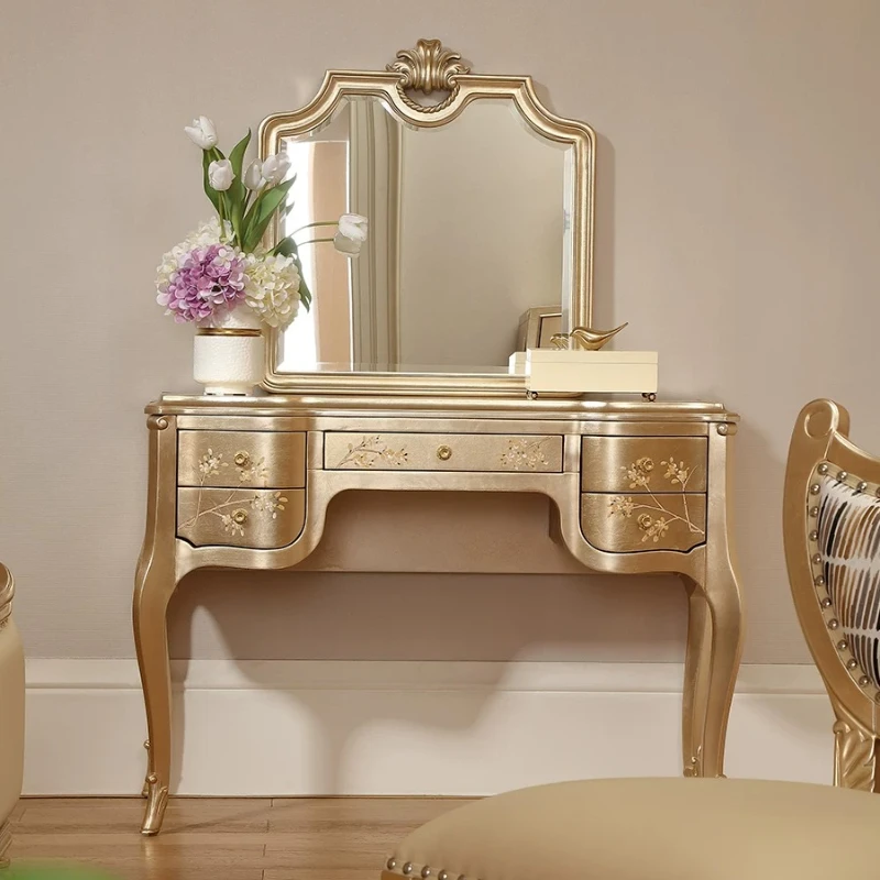 CX light luxury solid wood hand-painted dressing table European court villa large flat princess style dressing table