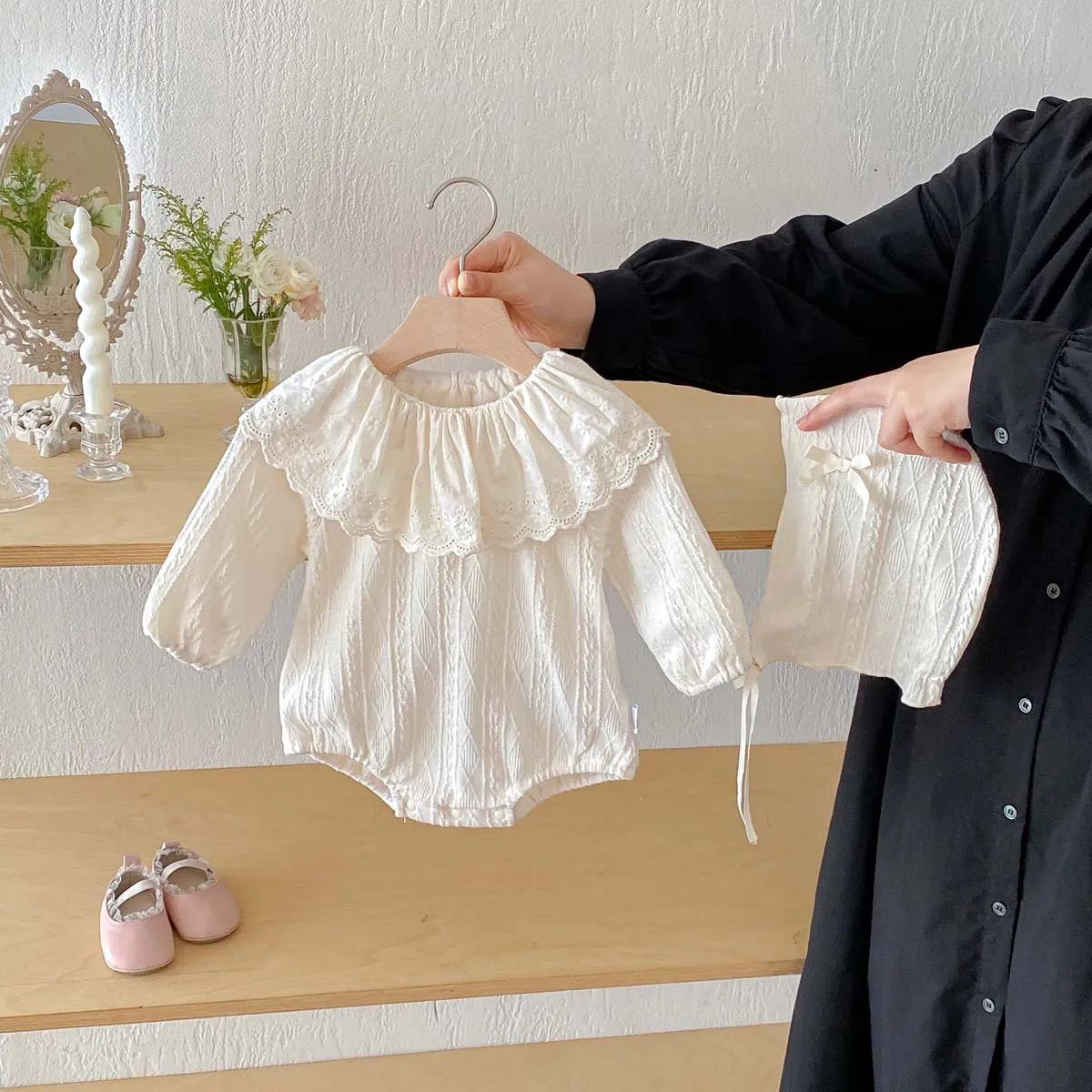 النسخة الكورية من الخريف طفلة حلوة لطيف الدانتيل دمية طوق بذلة طويلة الأكمام، طفلة بلون الخريف طويلة الأكمام ju #4