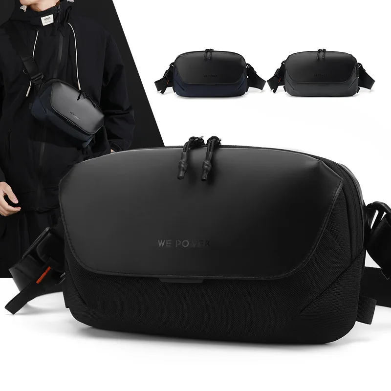 Nylon lightweight men's crossbody bag, outdoor sports motorcycle riding bag, magnetic buckle waterproof commuting chest bag
