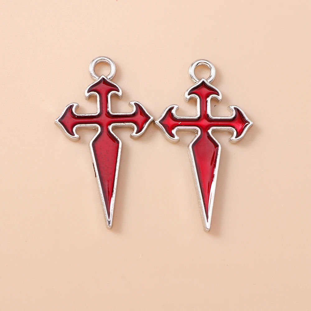 Leslie 5 Stück Retro Gothic Spinnennetz Herz Kreuz Charms für Schmuckherstellung Metall Steampunk Herz Anhänger DIY Ohrringe Halsketten – Detail 13