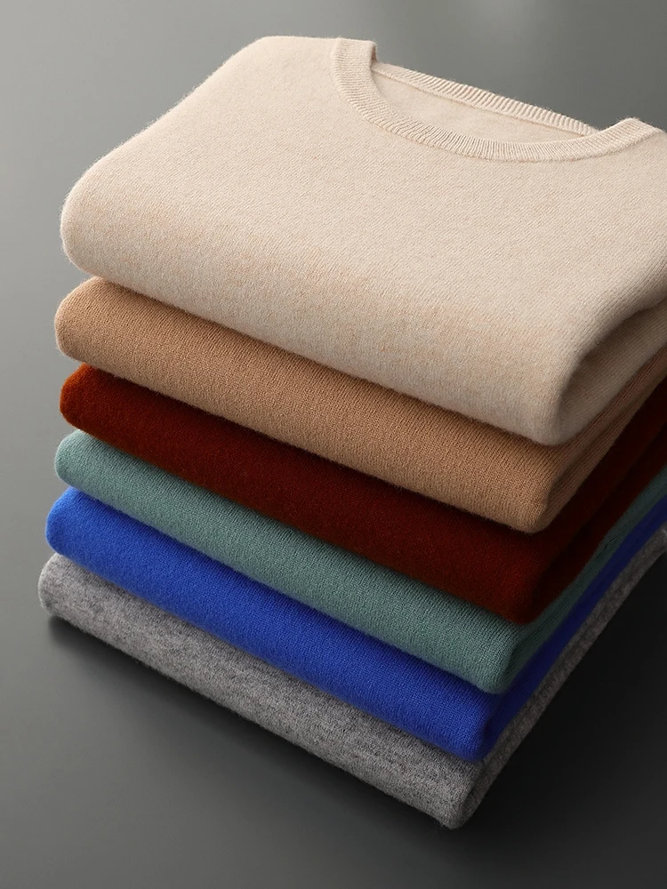 

Men's Basic Wool Sweater O-neck 12 Colors Pullover Simple 100% Merino Wool Knitwear Cashmere Smart Casual Autumn Winter Fit Tops