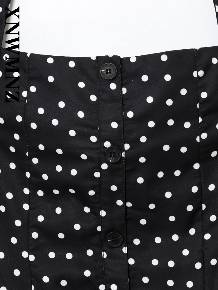 XNWMNZ 2025 Estate Nuova Donna boho Vacanza Spalla Senza Maniche Backless Abiti Donna Sexy Nero Halter Dress Party dot mini