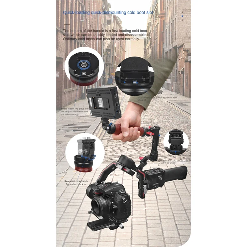 TCES-For DJI Handheld Stabilizer Expansion Gimbal Bracket Multi-Functional Folding Dual-Use Rosewood Lifting Pot Handle