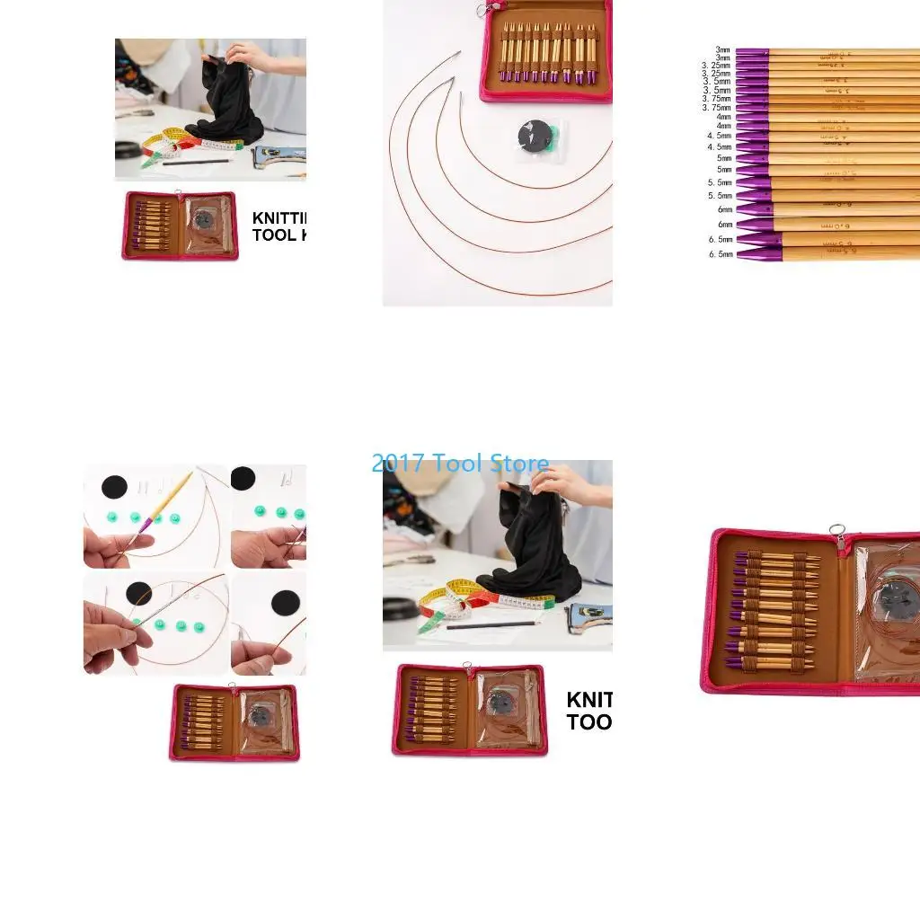 

K92A Crochet Needle Bamboo Needle Crochet Hook Circular Knitting Needle Set for Craft