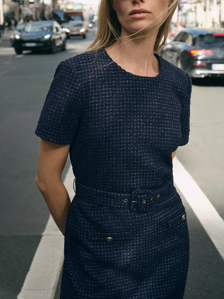 High-End-Winter-Neuankömmling Damen Dr ZA2025 mit Gürtelstruktur Faion rund Ne Mittellang Regular Sve Pure Color