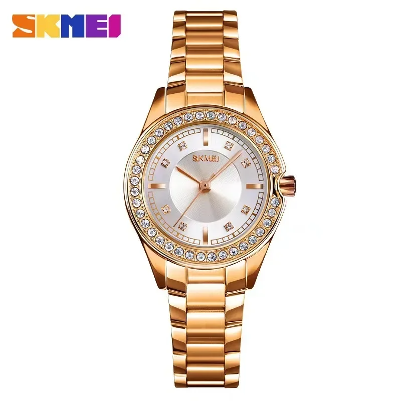 SKMEI 1534 Lady Watches Waterproof Stainless Steel Strap reloj mujer Fashion Women Quartz Watch Innovative Diamond Wristwatches