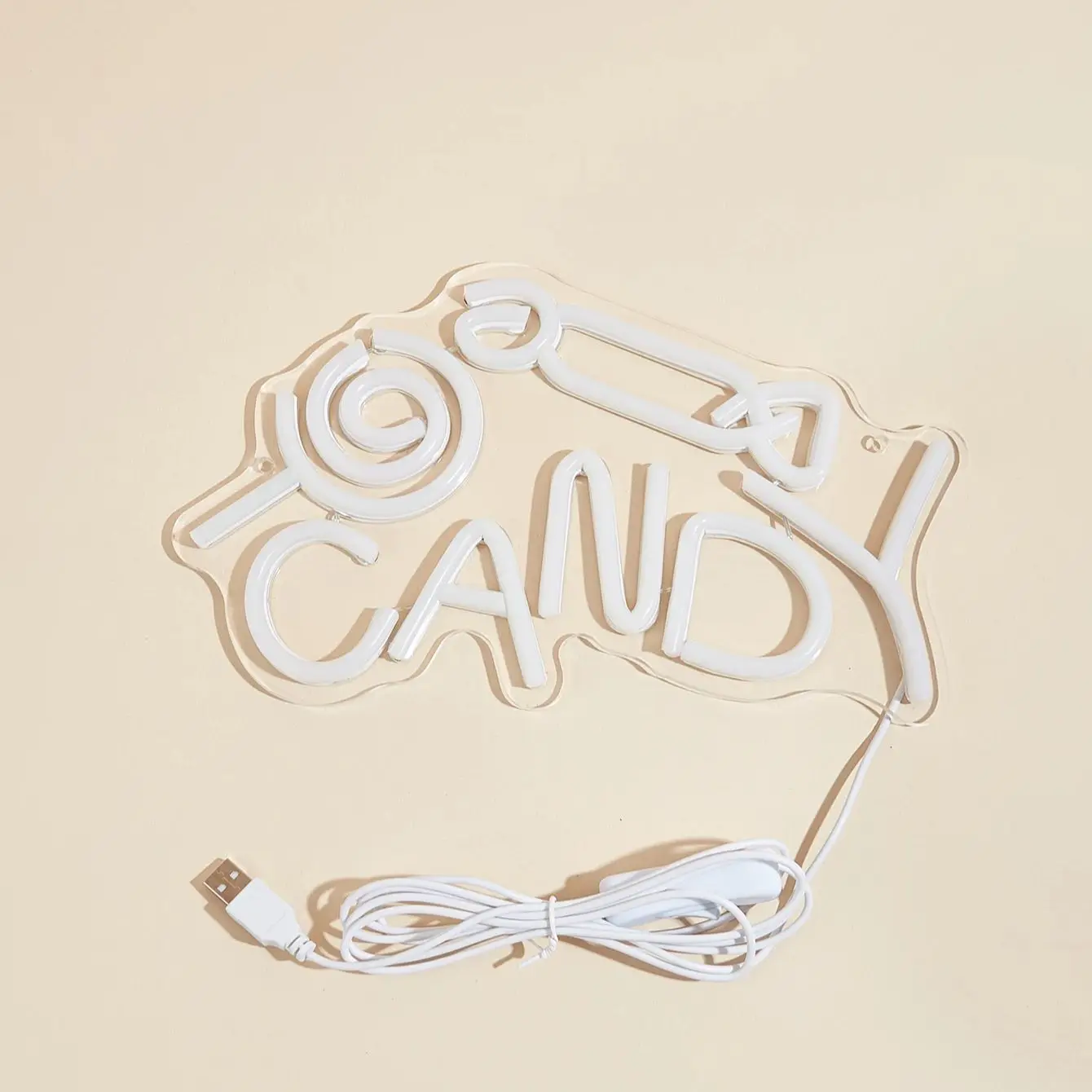 Chi-buy LED Neon Candy USB Powered Neon Signs Night Light 3D Wall Art & Game Room Bedroom Living Room Decor Lamp Signs
