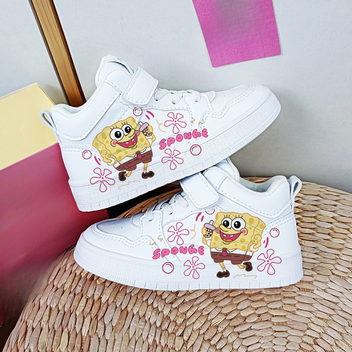 Original cartoon SpongeBob SquarePants princess cute Casual shoes soft sports shoes for girlfriend gift EU size 25-38