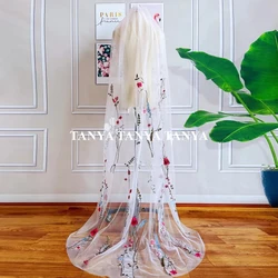 Dreamy Bohemian Long Floral Lace Wedding Veil Romantic Bride Veils Dandelion Embroidery Hair Accessories With Comb
