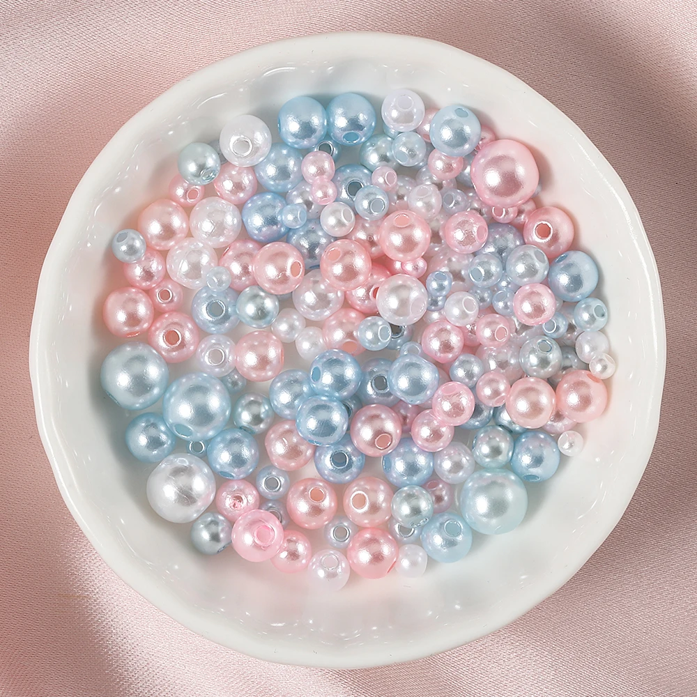 About 150pcs 3-8mm Mixed Beads Colorful Imitation Pearls Plastic Beads for DIY Bracelet Necklace Jewelry Making Accessories image 6