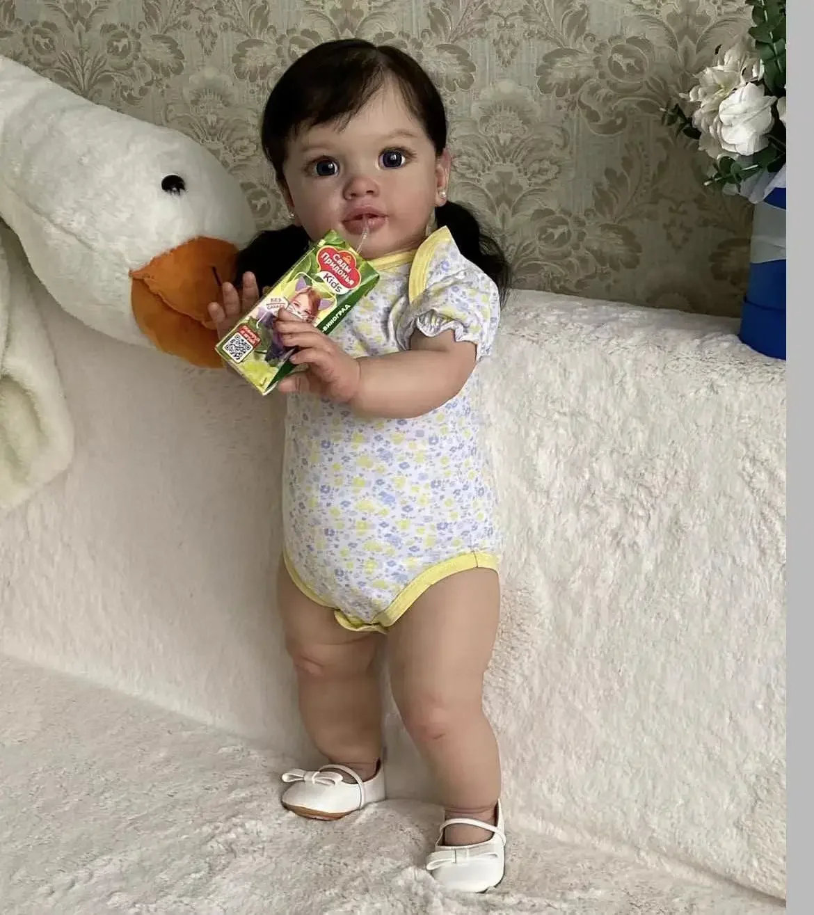 DLS カスタマイズされた限定供給 26 インチリボーンベビードールピッパ手根付き髪すでに完成した人形