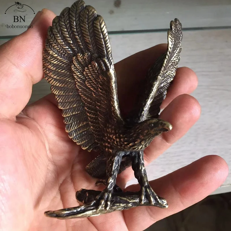 Solid Brass Eagle Figurines Miniatures Big Animal Desktop Ornaments Home Feng Shui Decorations Crafts Accessories Collections