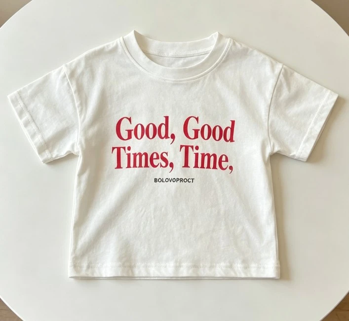 2026 New Kids Good Good Times Print T Shirt Short And Long Sleeve Styles Soft Thin Cotton Tops For Toddlers Loose Round Neck Tee