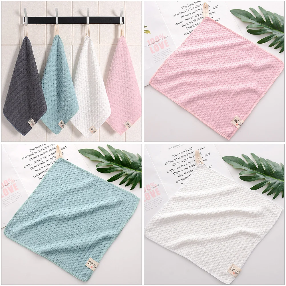 

4Pcs Soft Absorbent Bath Towels Simple Hanging Lanyard Design Portable Compact Storage Drying Multipurpose Kerchiefs Delicate