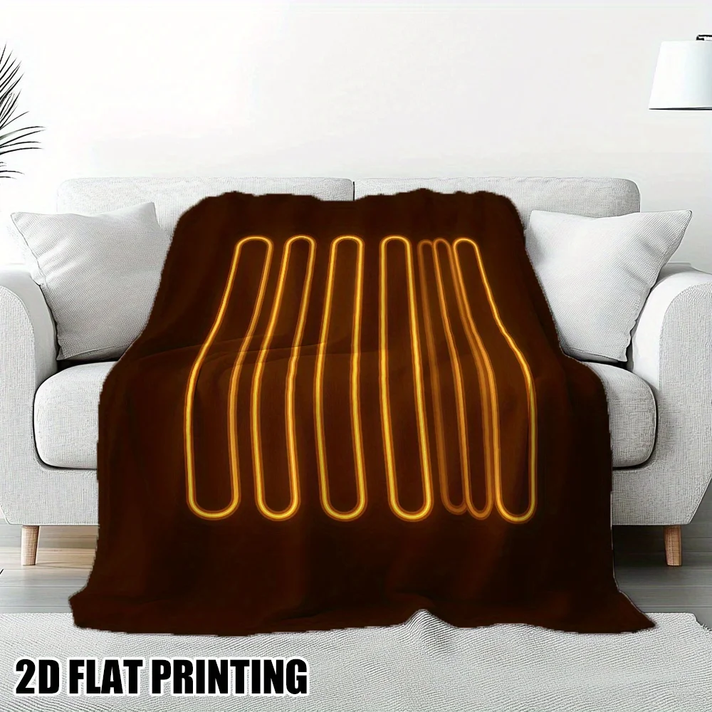 Cozy LED Light Strip Pattern Throw Blanket for Sofa Couch Decor Winter Home Accent