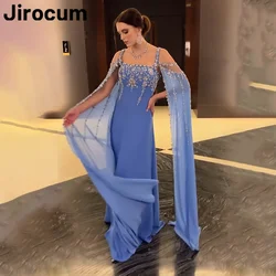 Jirocum Luxurious Crystal Prom Gowns Women's Spaghetti Strap Mermaid customized Evening Gown Floor Length Formal Occasion Dress