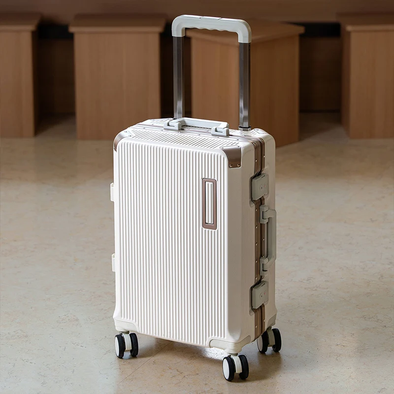 

20-inch Aluminum-Frame PC Luggage with Spinner Wheels Large-Capacity Travel Lockable Luggage 24" 28" Trolley Carry-On Suitcase