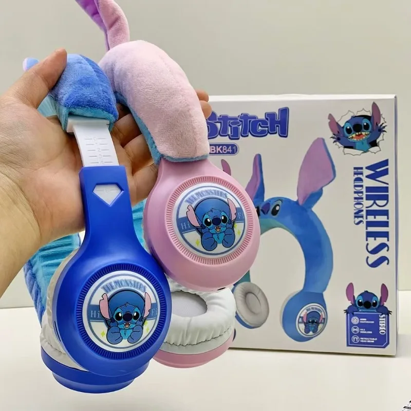 Nuove cuffie Bluetooth Disney Stitch HIFI Stereo Sound Peluche Auricolari Bluetooth wireless con microfono Anime Cartoon Regali per bambini