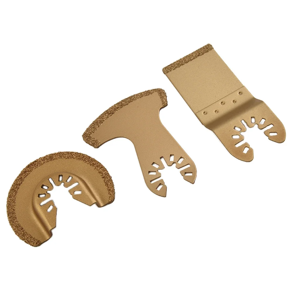 3Pcs Carbide Semicircle/E-shaped/Curved Saw Blade Set Ceramic Tile Grout Removing Tools Quick Change Multifunction Power Tools