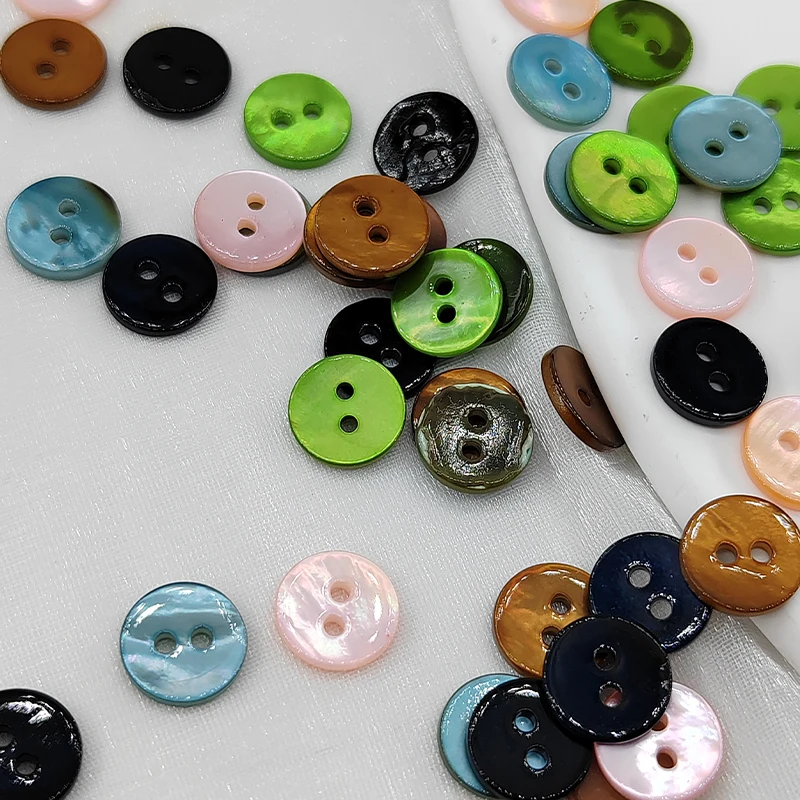 10MM Multicolor Natural Shell Buttons Of Clothing 10Pcs Colorful Cute 2-Holes Fashion Decor Buttons For Women Sweater Sewing DIY