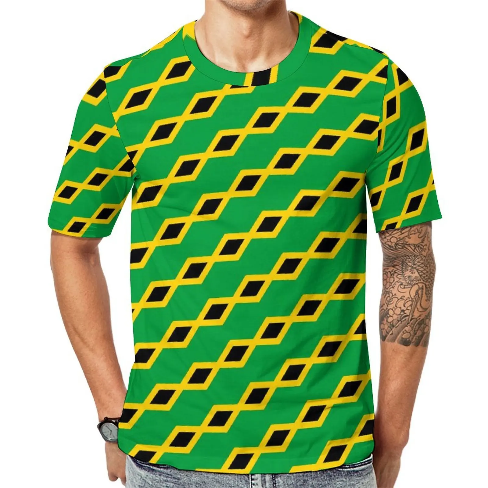 Big Size T Shirt Summer Jamaican Flag T-Shirts Jamaica Fashion Funny O-Neck Tee Shirt Men Trendy Design Top Tees