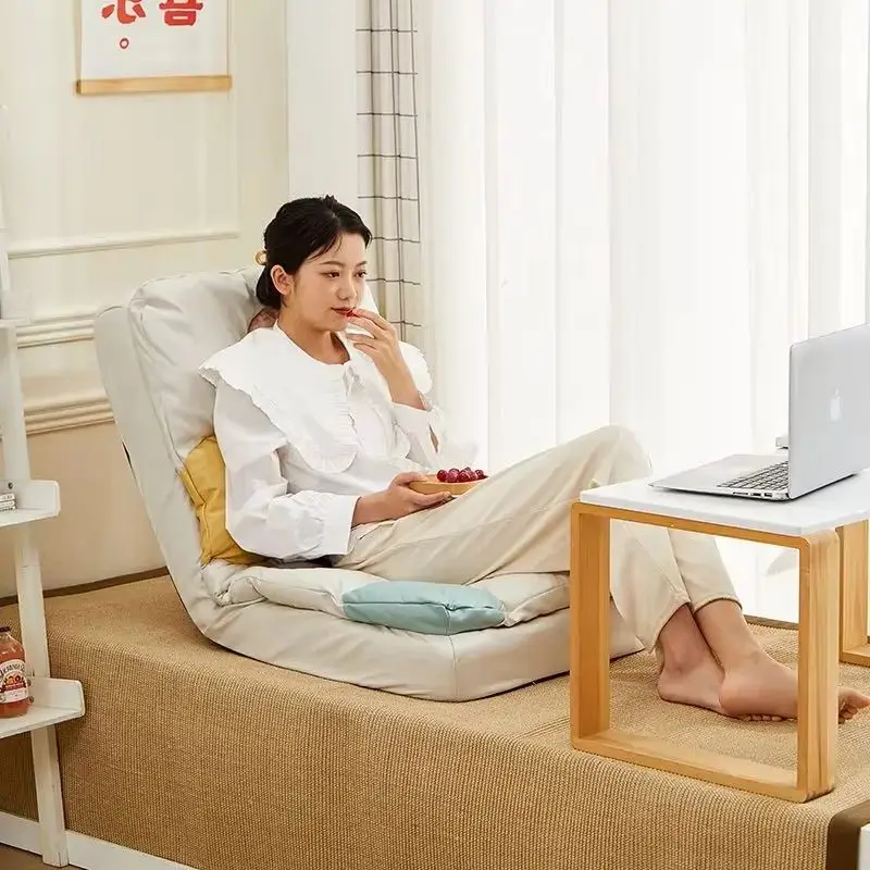 

Nordic Lazy Sofa Reclining Sleepable Bed Folding Adjustable Backrest Single Chair for Bedroom, Balcony, Bay Window, Living Room