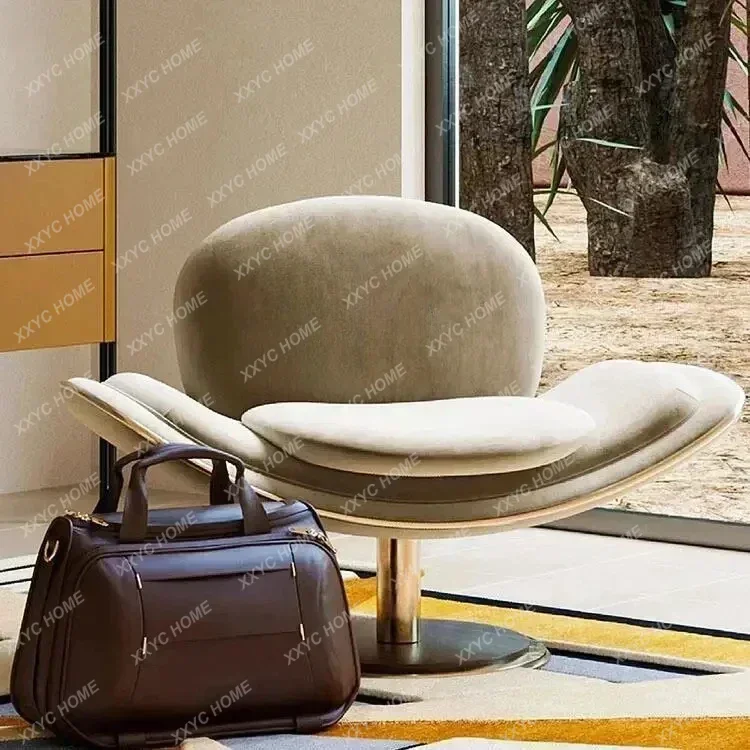 AADesigner Light Luxury Elegant Smile Petal Armchair Metal Casual Back Chair Hotel