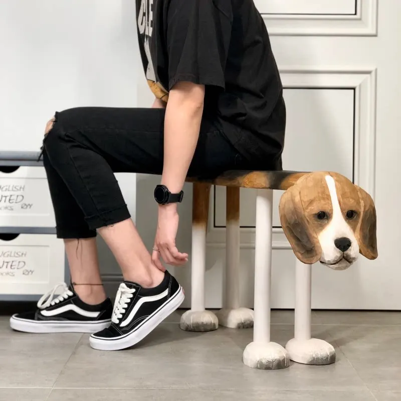 Solid wood hand-carved large beagle