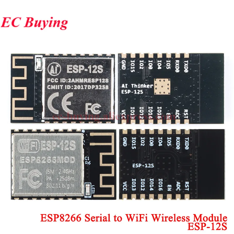 1Pc-10Pcs ESP8266 Serial To WIFI ESP-12S Industrial Grade Wireless Module ESP-12 ESP 8266 IOT 32Mbit 2.4G Wi-Fi Adapter Board