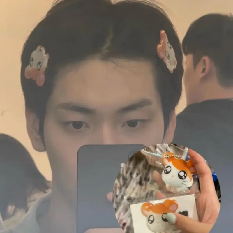 2Pcs Cartoon Anime Image Hamtaro Bijou Hairpin Creativity Hamster Pattern Acrylic Hair Accessory Hair Edge Clip Friend's Gift