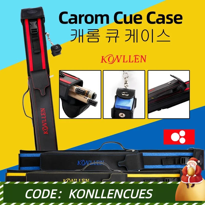 

KONLLEN-Durable Carom Cue Case, 3 Holes, 1 Butt, 2 Shafts, Bag, 82cm Length, High-end Fabric, Billiards Accessories